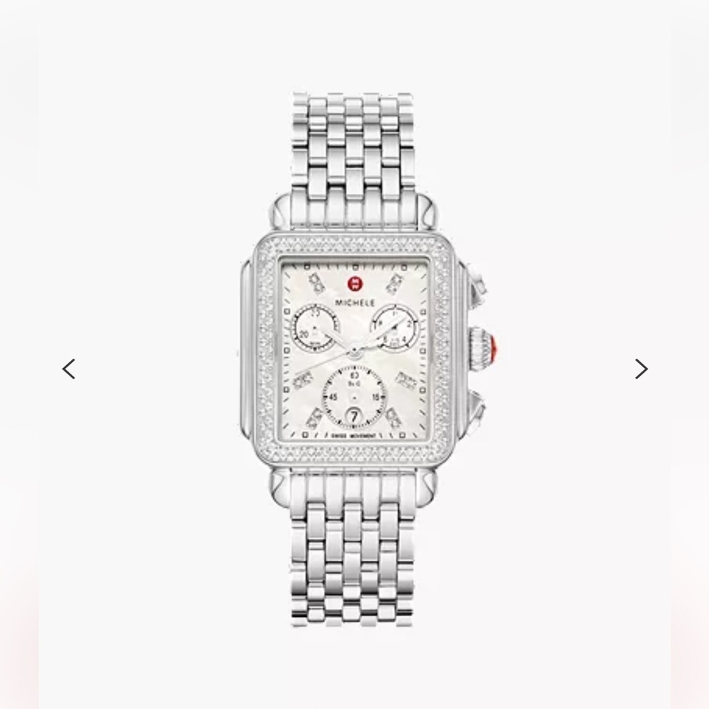 Michele Deco Chronograph Diamond Dial Womens Silver Watch